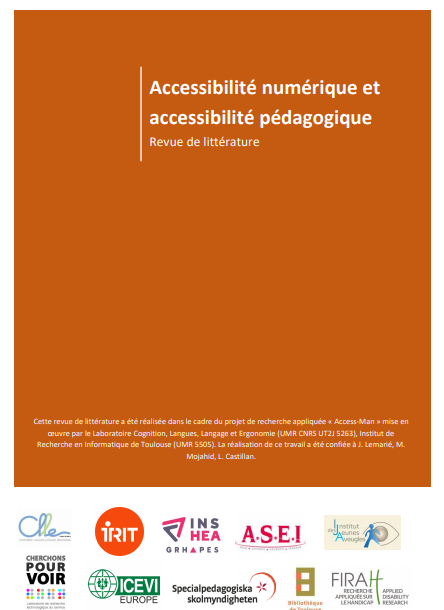 Couverture de la revue de litt&eacute;rature Accessibilit&eacute; num&eacute;rique et accessibilit&eacute; p&eacute;dagogique, jpg