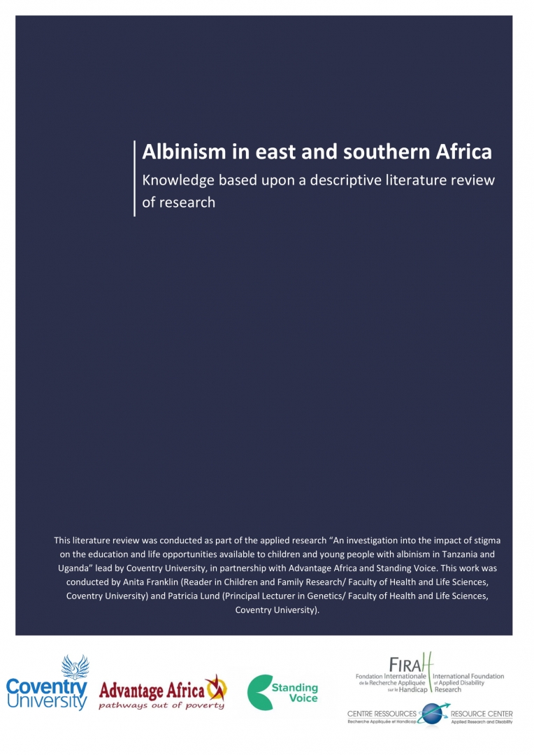 Couverture de la revue de litt&eacute;rature Albinism in east and southern Africa, jpg
