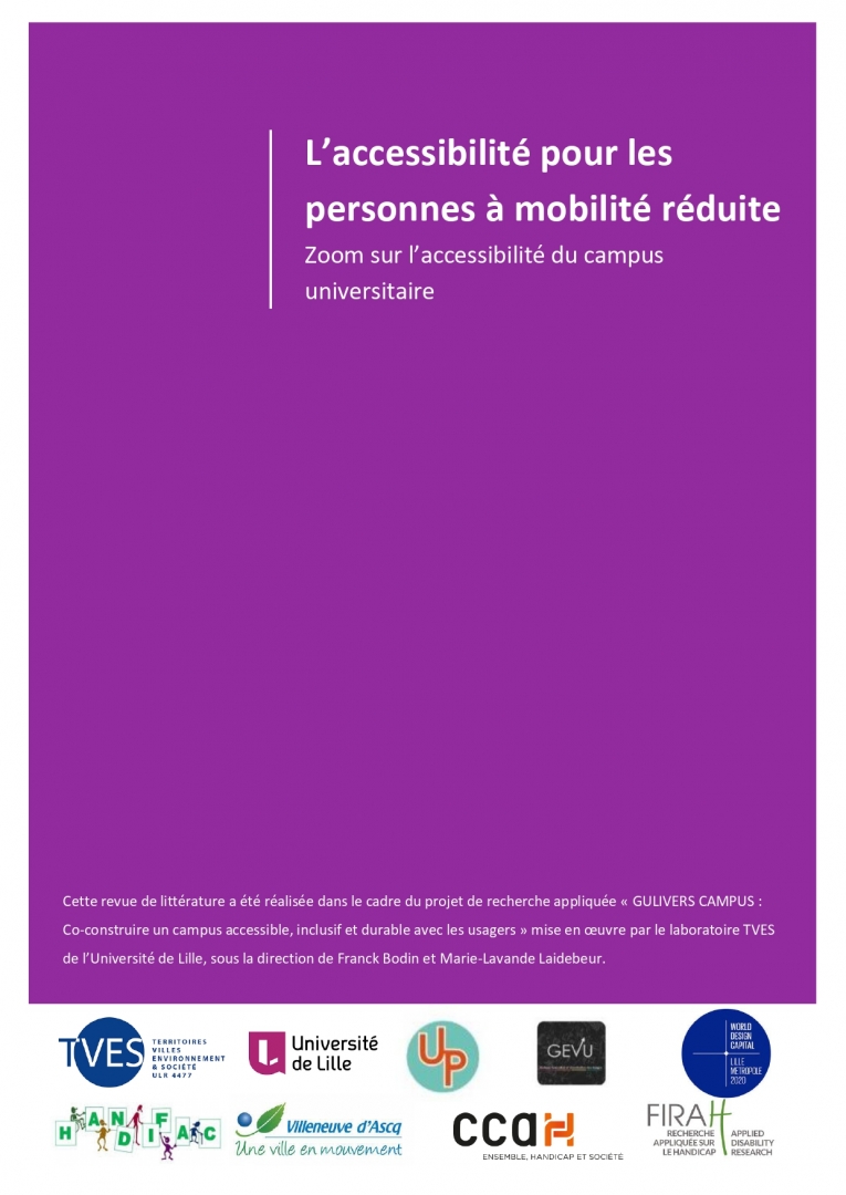 Couverture de la revue de litt&eacute;rature Accessibilit&eacute; pour les personnes &agrave; mobilit&eacute; r&eacute;duite, jpg